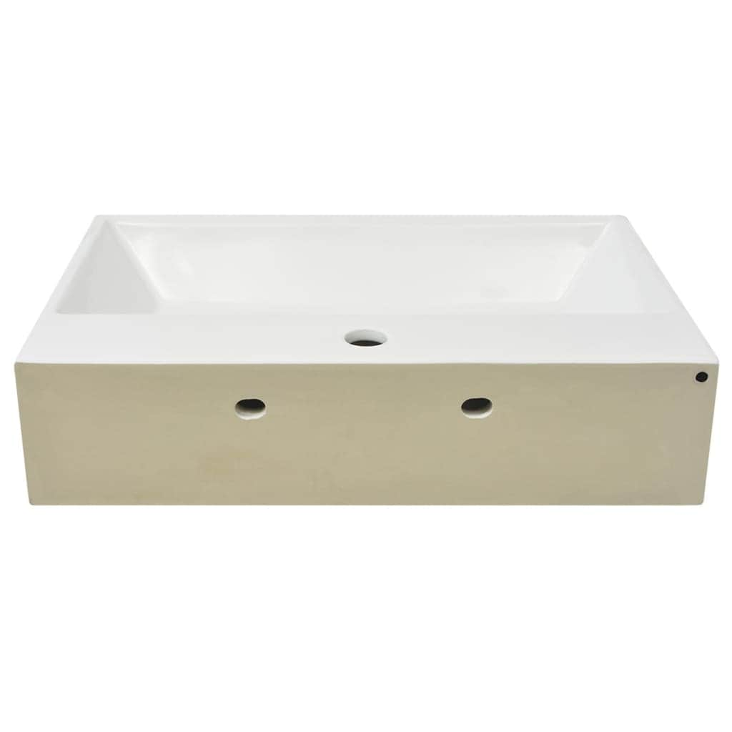 Basin with Faucet Hole Ceramic White M