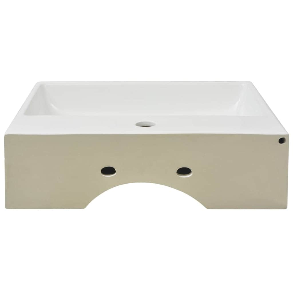 Basin with Faucet Hole Ceramic White S