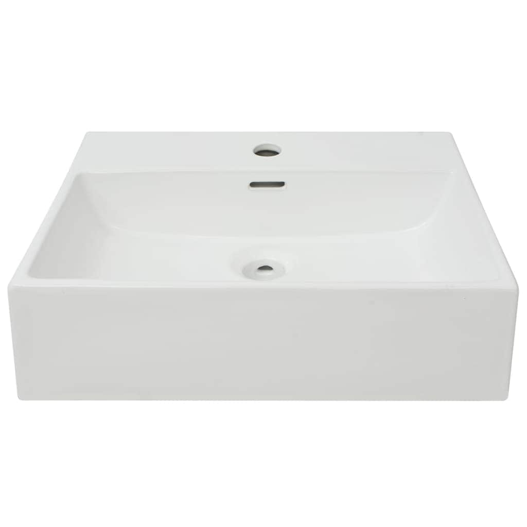 Basin with Faucet Hole Ceramic White S