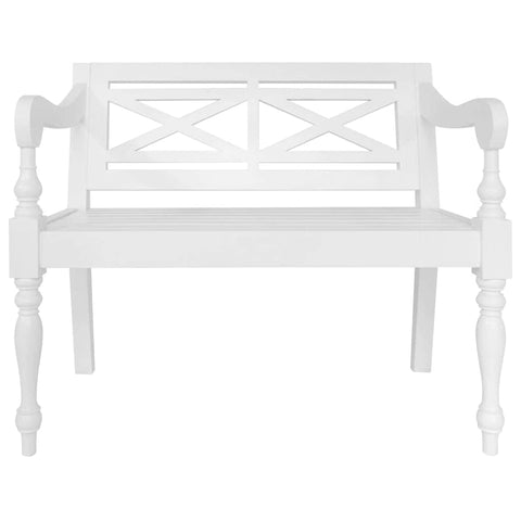 Batavia Bench 98 cm Solid Mahogany Wood White