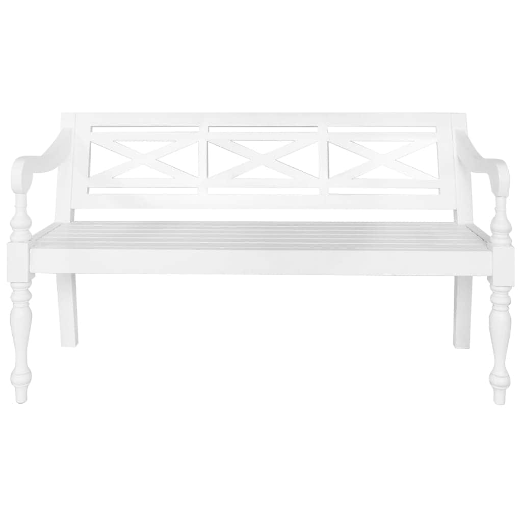 Batavia Bench Solid Mahogany Wood White