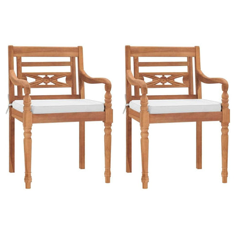 Batavia Chairs 2 pcs with Cushions Solid Teak Wood