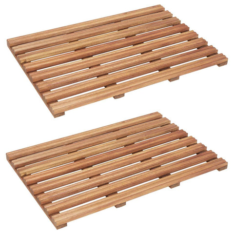 Bath Mats 2 pcs Solid Acacia Wood