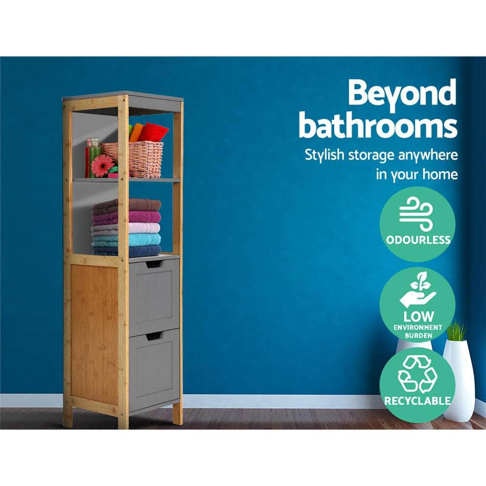 Bathroom Cabinet 115Cm Bamboo Shelf