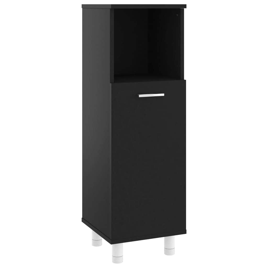 Bathroom Cabinet Black Engineered Wood