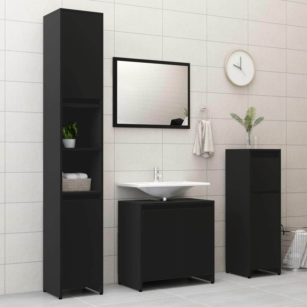 Bathroom Cabinet Black - Engineered Wood