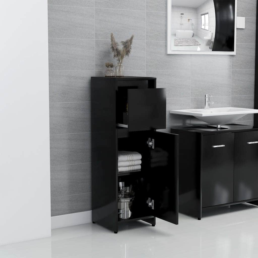 Bathroom Cabinet Black - Engineered Wood