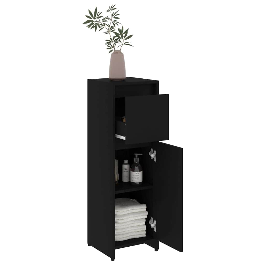 Bathroom Cabinet Black - Engineered Wood