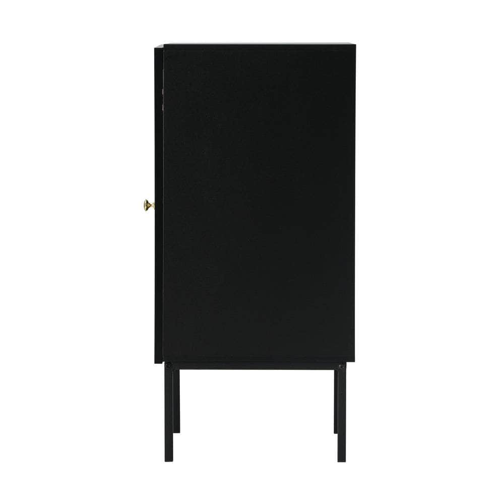 Bathroom Cabinet Slim Tempered Glass Door Black