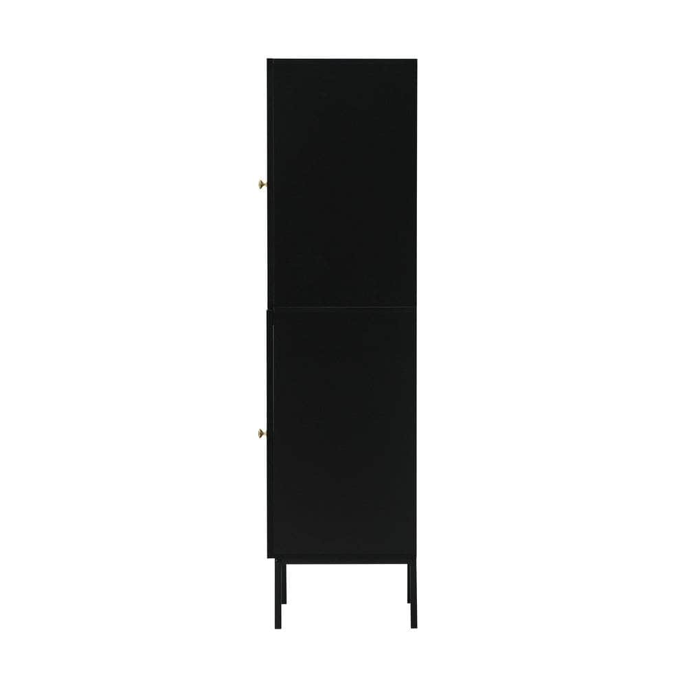 Bathroom Cabinet Slim Tempered Glass Door Black