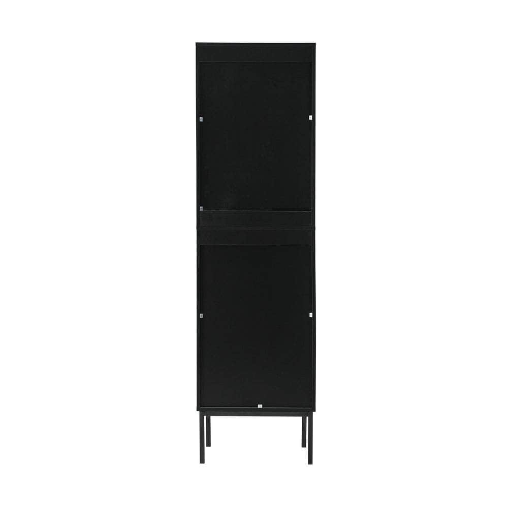 Bathroom Cabinet Slim Tempered Glass Door Black