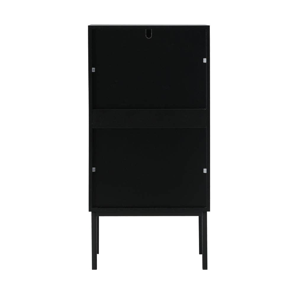 Bathroom Cabinet Slim Tempered Glass Door Black