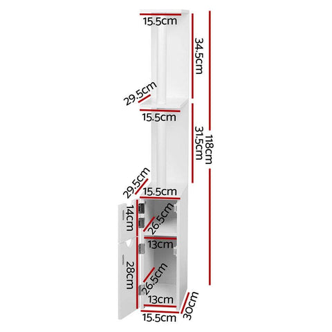 Bathroom Cabinet Storage 118cm Shelf White