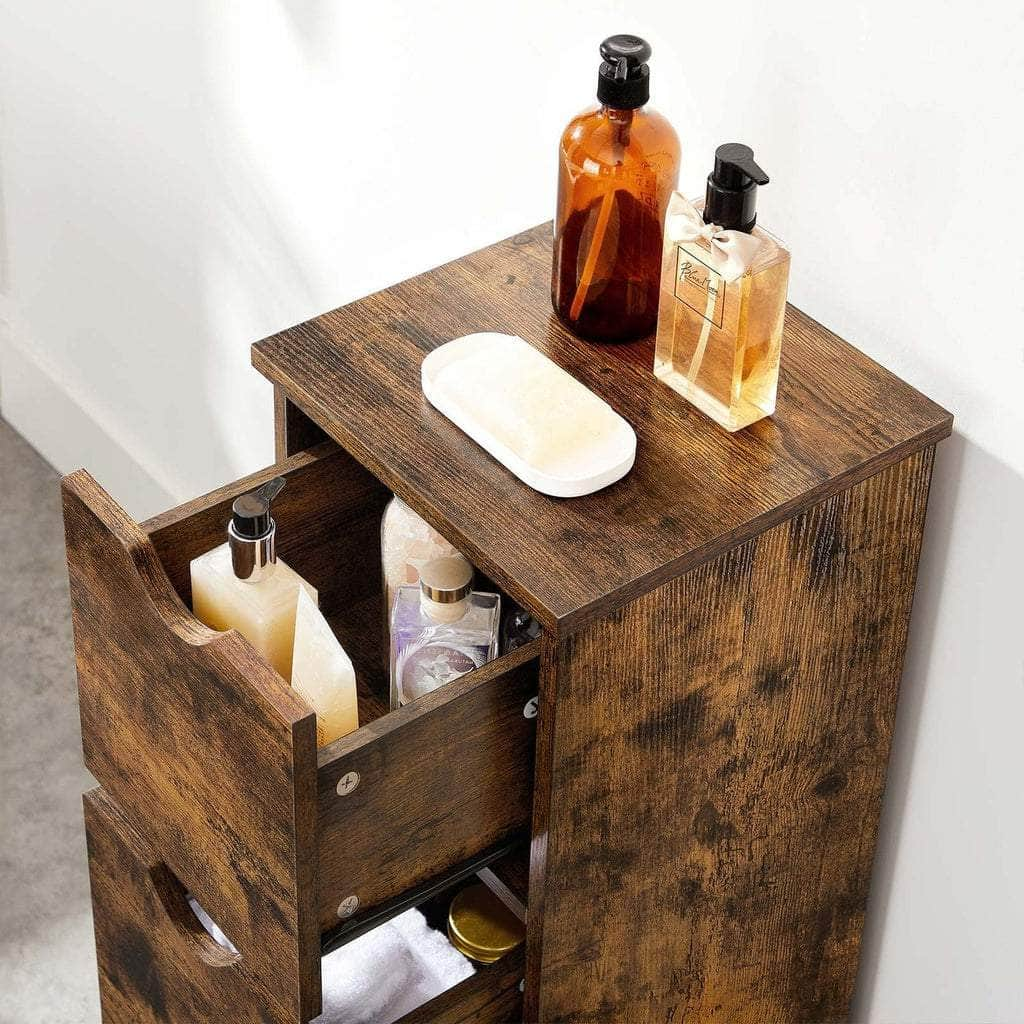 Bathroom Floor Cabinet 3 Drawers Rustic Brown