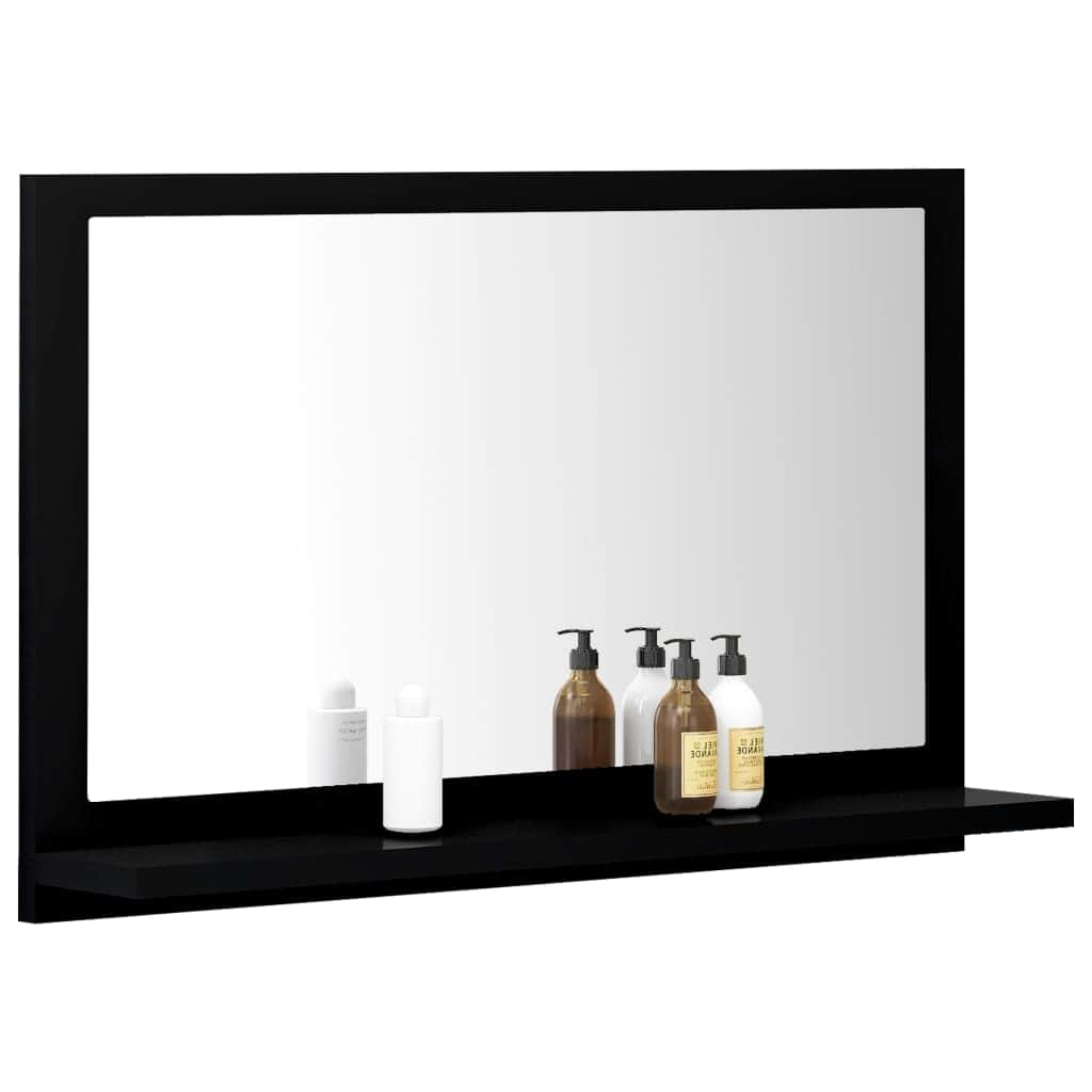 Bathroom Mirror Black Engineered Wood