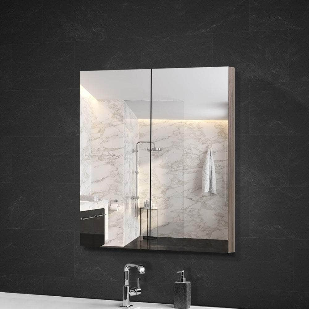 Bathroom Mirror Cabinet 600x720mm Oak