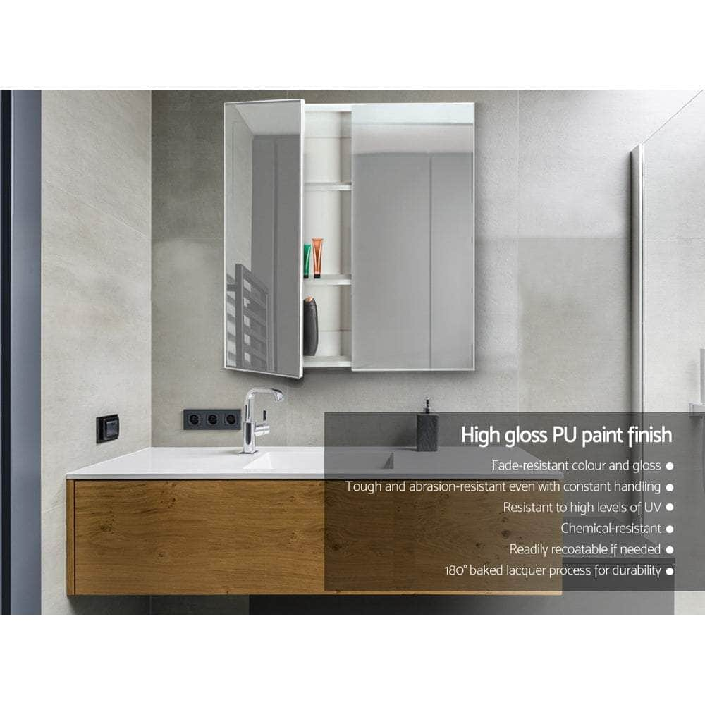 Bathroom Mirror Cabinet 600x720mm White