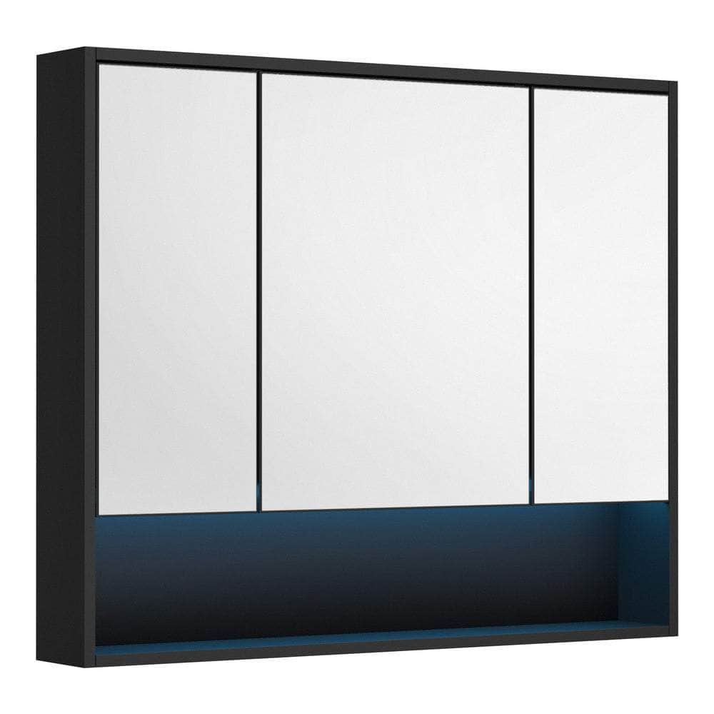 Bathroom Mirror Cabinet LED Wall Storage Black/White