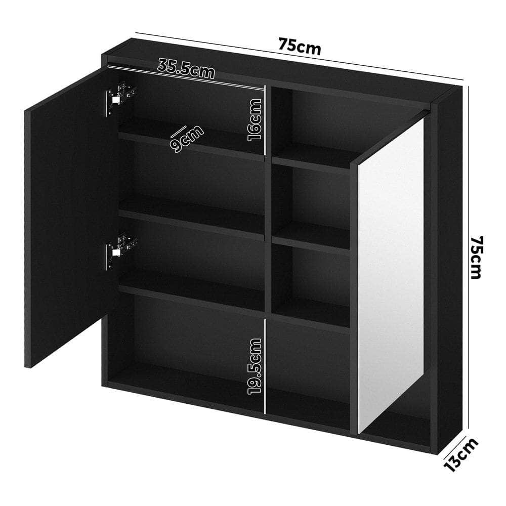 Bathroom Mirror Cabinet LED Wall Storage Black/White