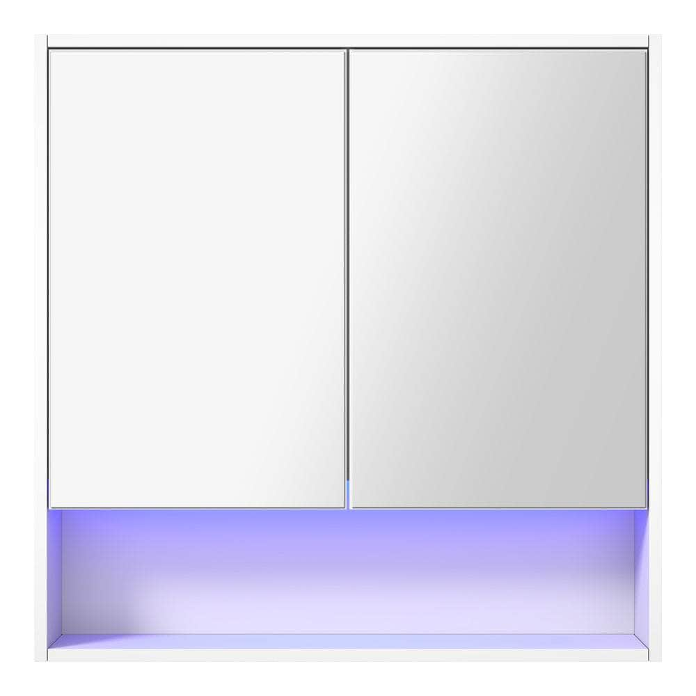 Bathroom Mirror Cabinet LED Wall Storage Black/White