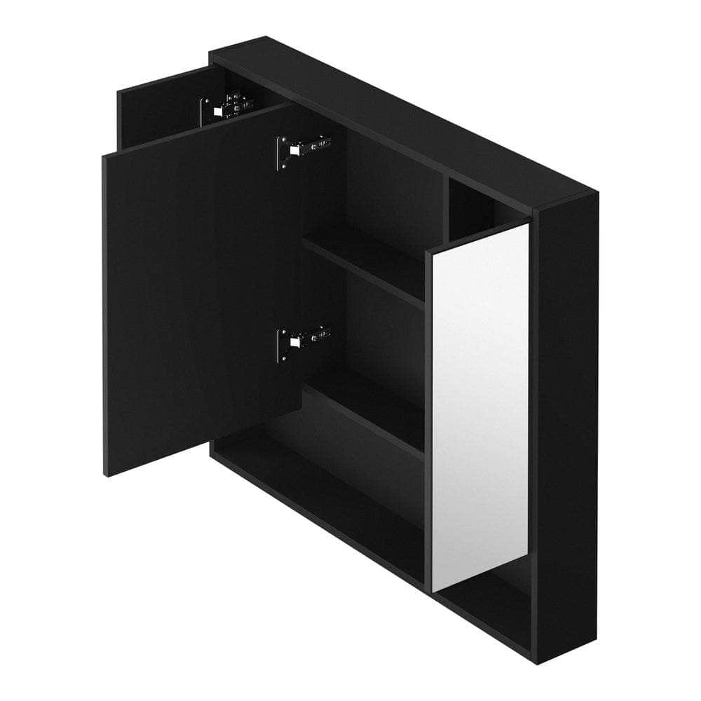 Bathroom Mirror Cabinet LED Wall Storage Black/White