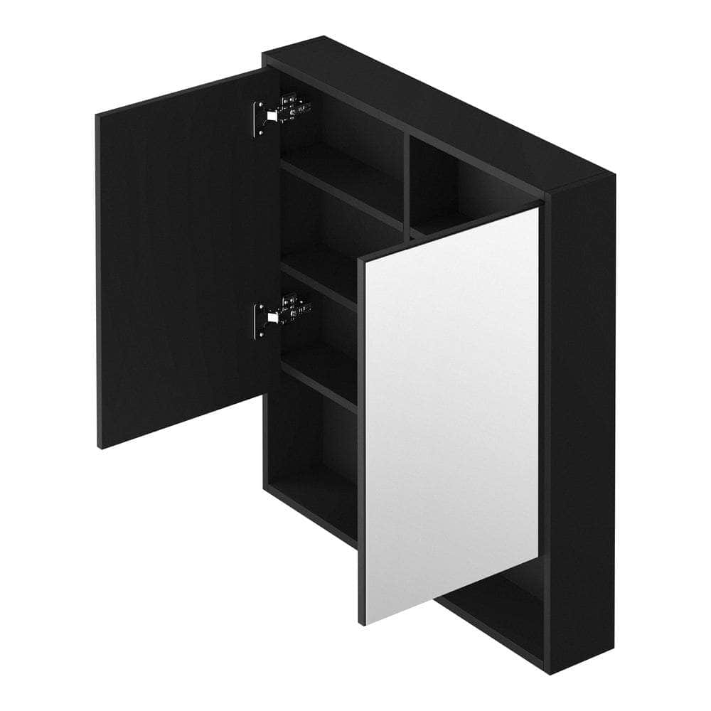 Bathroom Mirror Cabinet LED Wall Storage Black/White