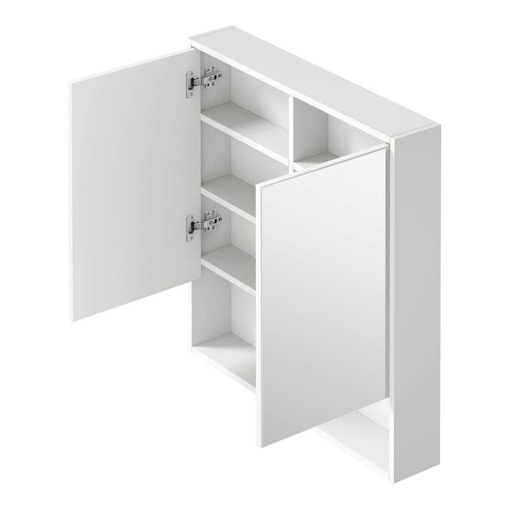 Bathroom Mirror Cabinet LED Wall Storage Black/White