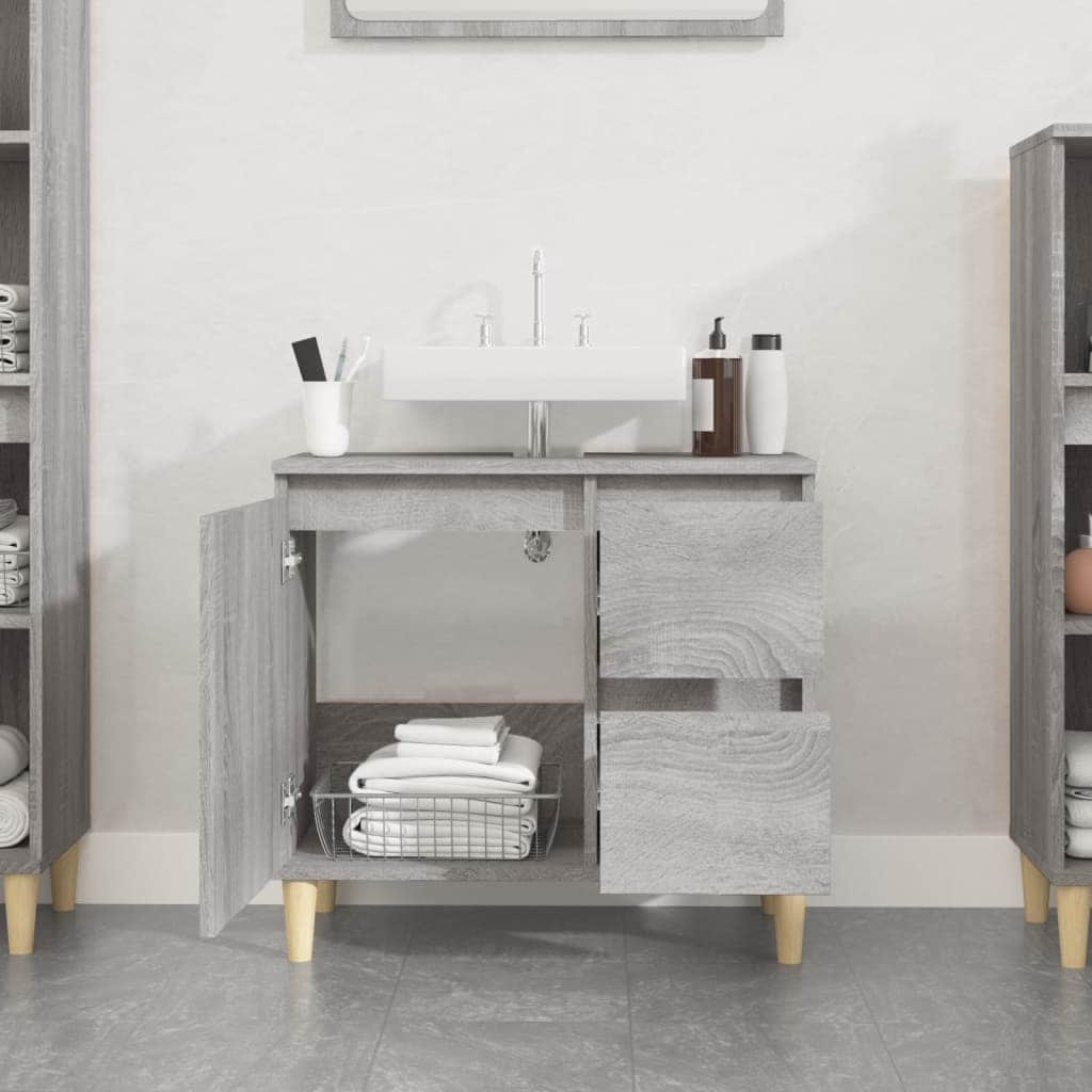 Bathroom Storage Sleek Grey Sonoma Engineered Wood Cabinet