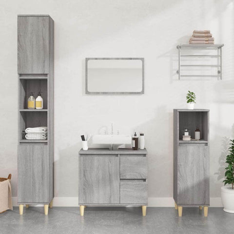 Bathroom Storage Sleek Grey Sonoma Engineered Wood Cabinet