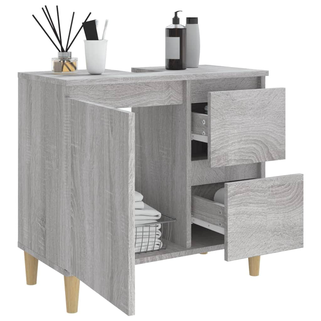 Bathroom Storage Sleek Grey Sonoma Engineered Wood Cabinet