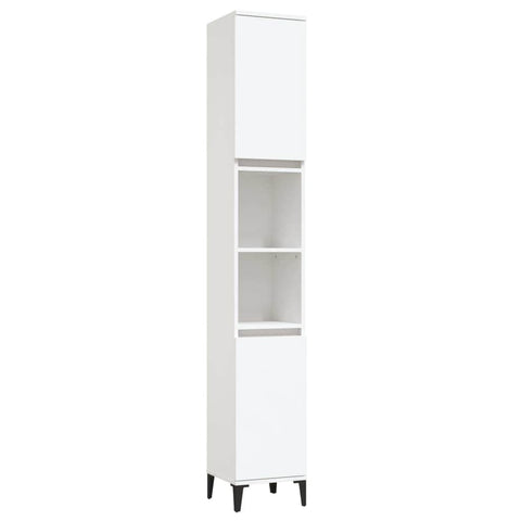 Bathroom Storage Sleek White Engineered Wood Cabinet