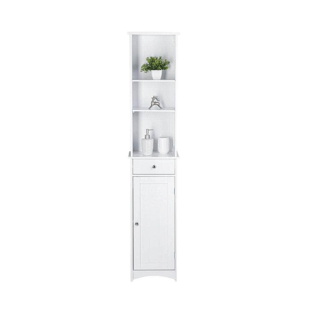 Bathroom Tall Storage Cabinet Organiser - White