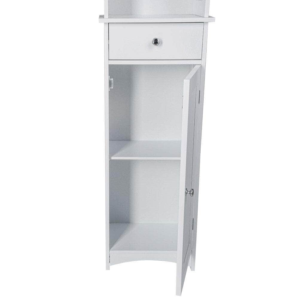 Bathroom Tall Storage Cabinet Organiser - White