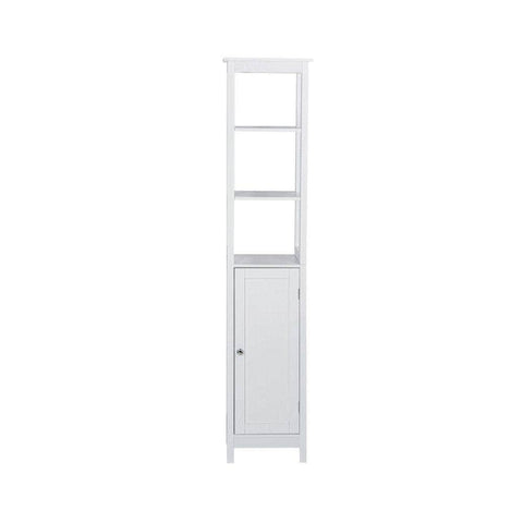 Bathroom Tall Storage Cabinet Organiser With Shelves - White