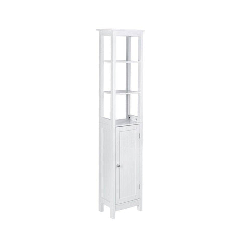 Bathroom Tall Storage Cabinet Organiser With Shelves - White