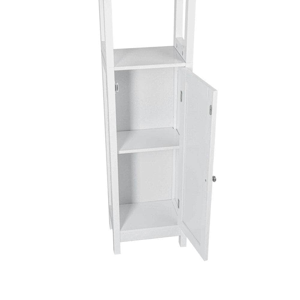 Bathroom Tall Storage Cabinet Organiser With Shelves - White