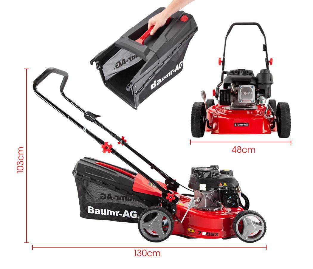 BAUMR-AG 17" Lawn Mower 139Cc 4-Stroke Petrol Lawnmower Steel Push Engine