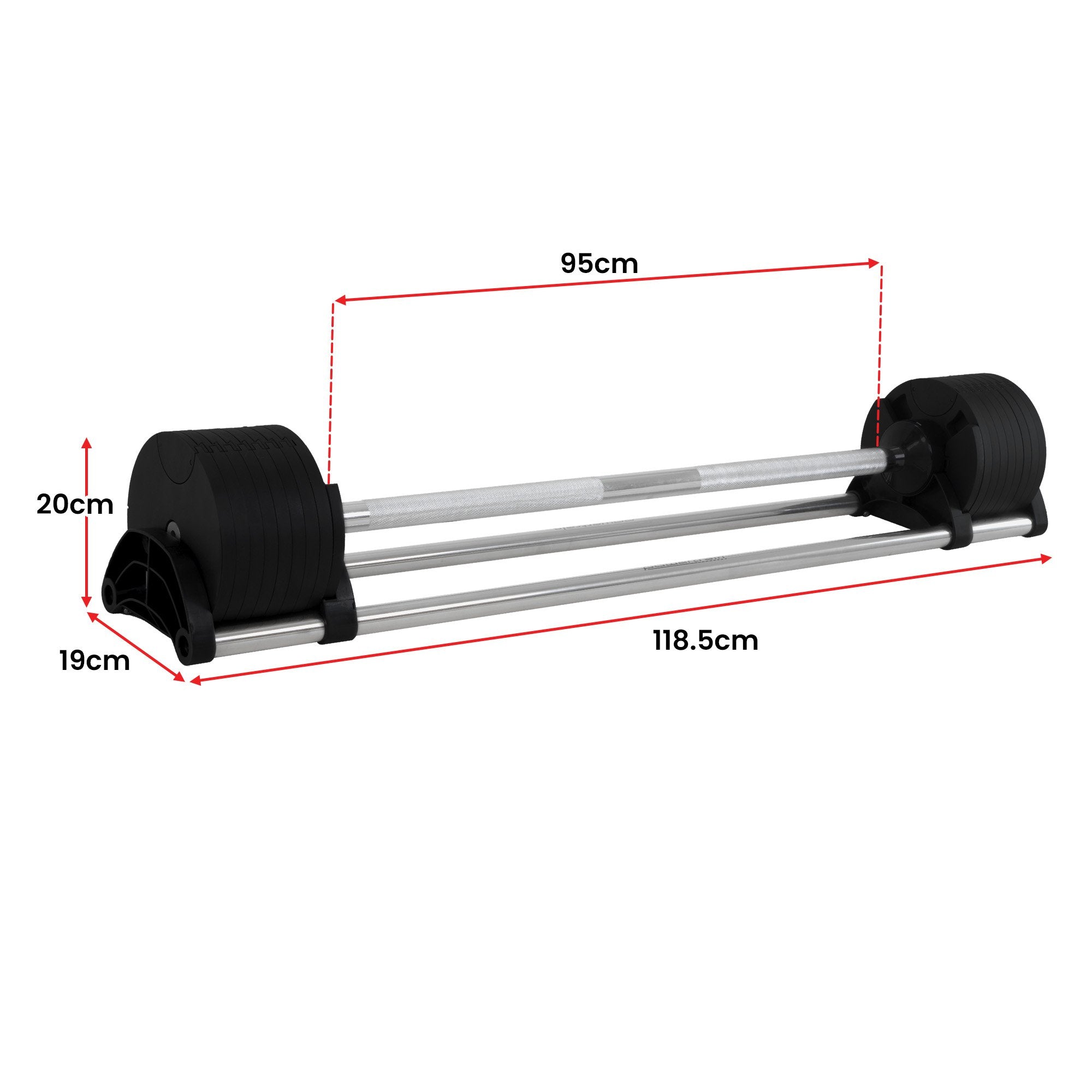 Dial-Up Adjustable Barbell with 41KG Weight Capacity