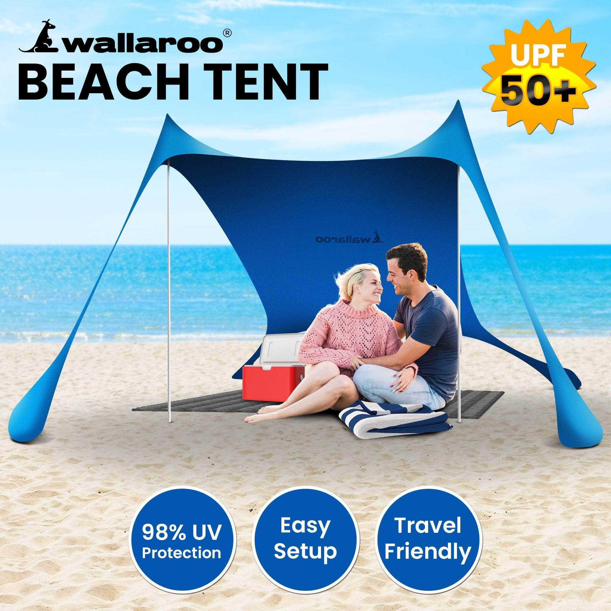 Beach Tent Canopy Sunshade 2m x 2m - Blue