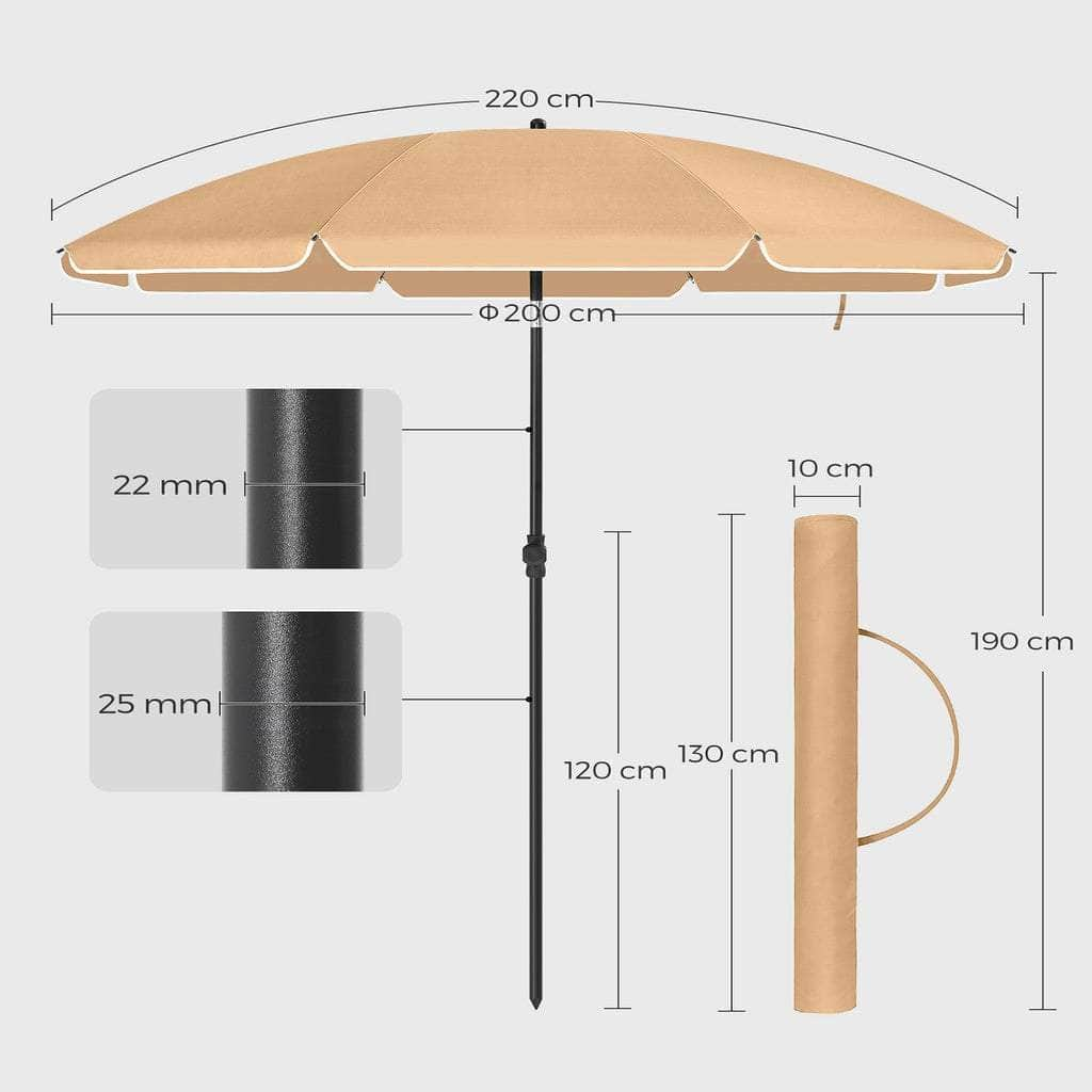 Beach Umbrella Portable Octagonal Polyester Canopy