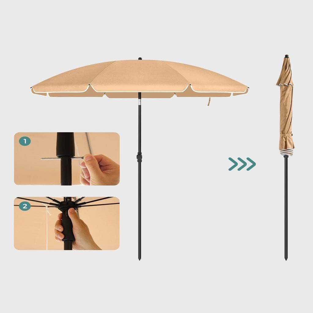 Beach Umbrella Portable Octagonal Polyester Canopy