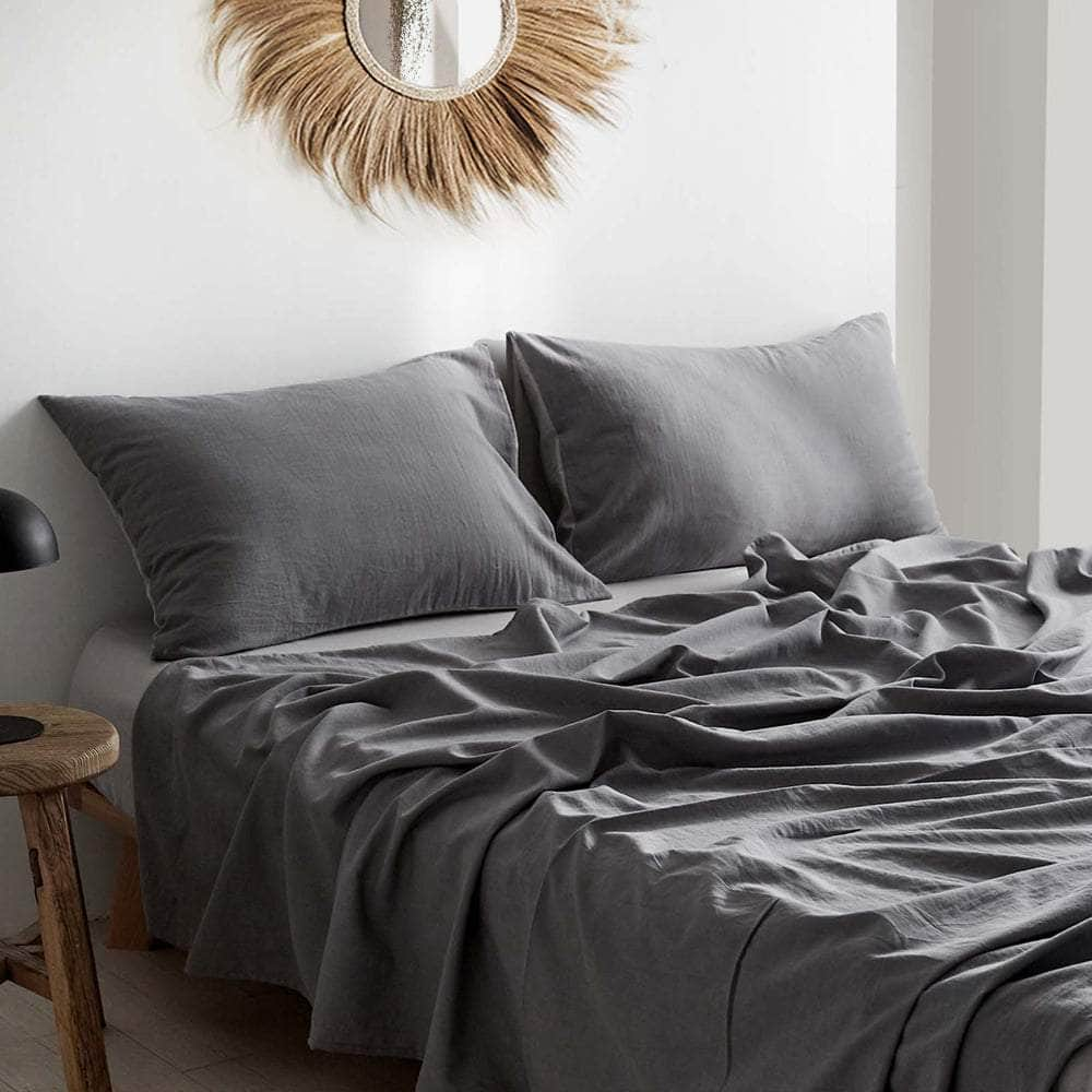 Beautiful Bed Sheets Set Single Flat Cover Pillow Case Grey Inspired