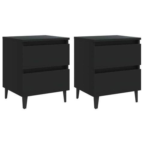 Bed Cabinets 2 pcs Black Engineered Wood