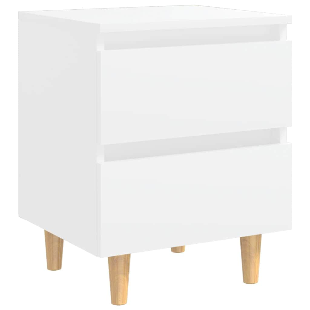 Bed Cabinets with Solid Pinewood Legs 2 pcs White