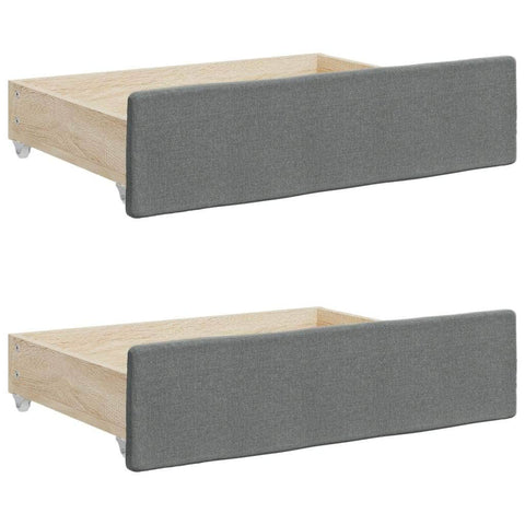 Bed Drawers 2 pcs Dark Grey Engineered Wood and Fabric