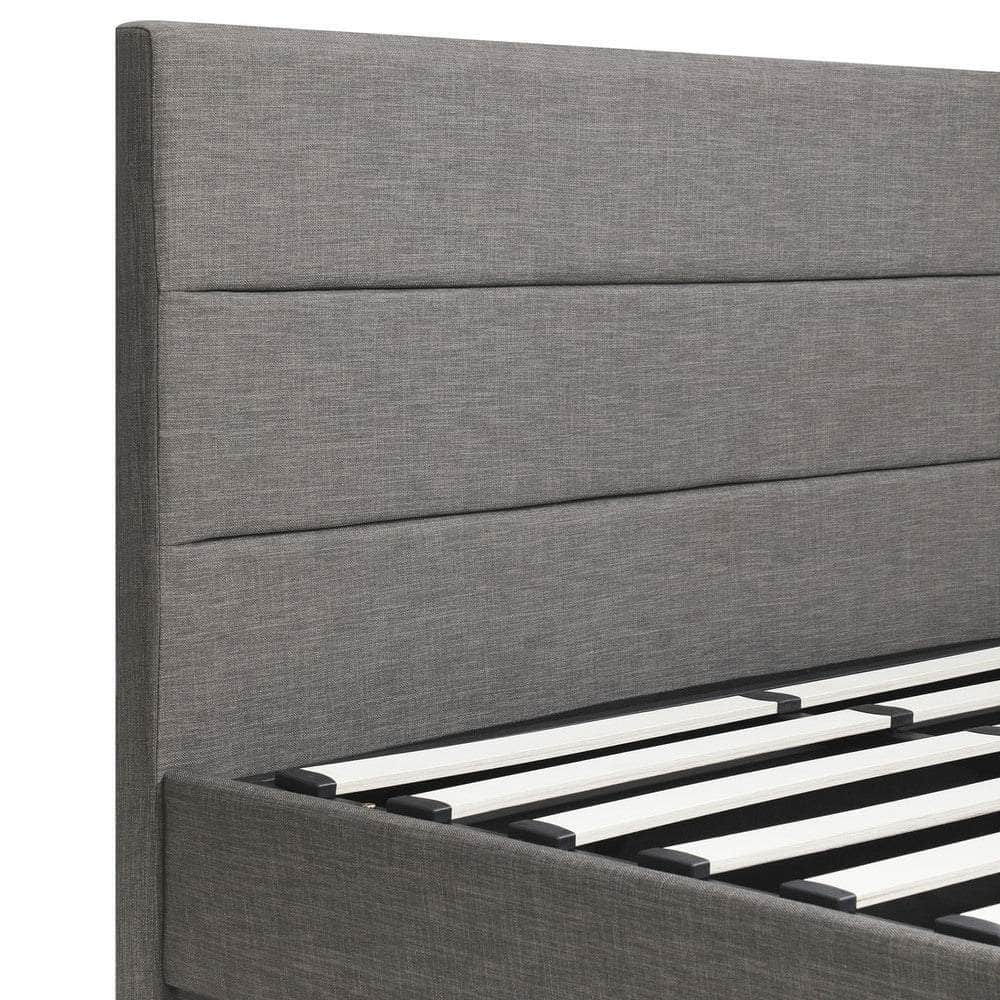 Bed Frame Double Bed Frame LED Mattress Base with Gas Lift Grey