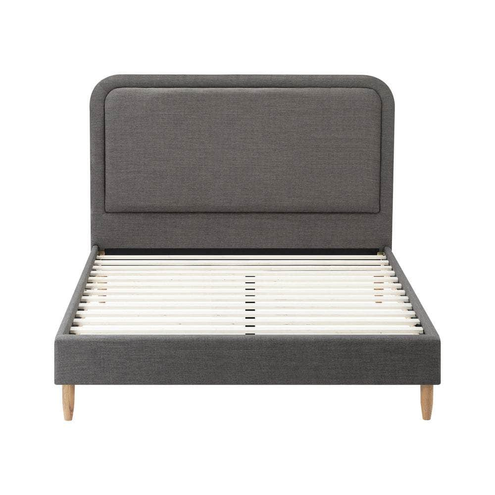 Bed Frame Double King Single Queen Size Fabric Grey BOB