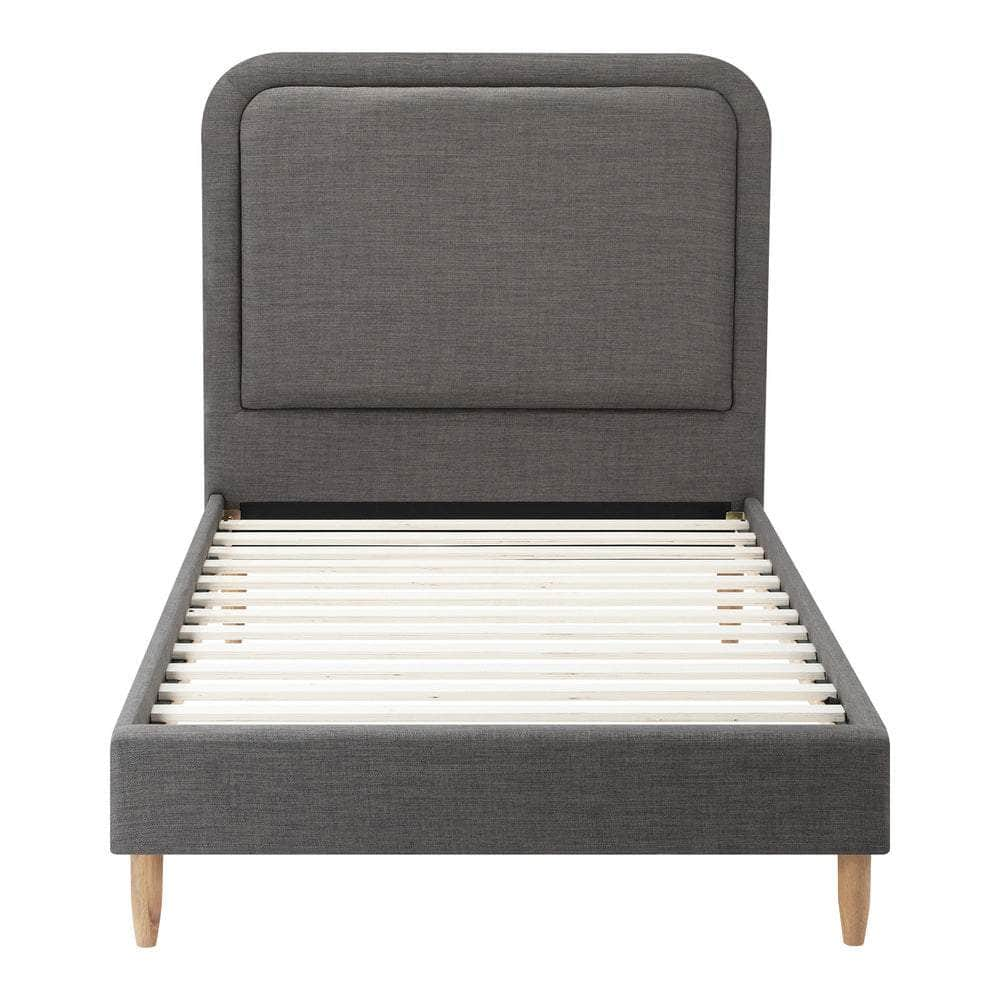 Bed Frame Double King Single Queen Size Fabric Grey BOB