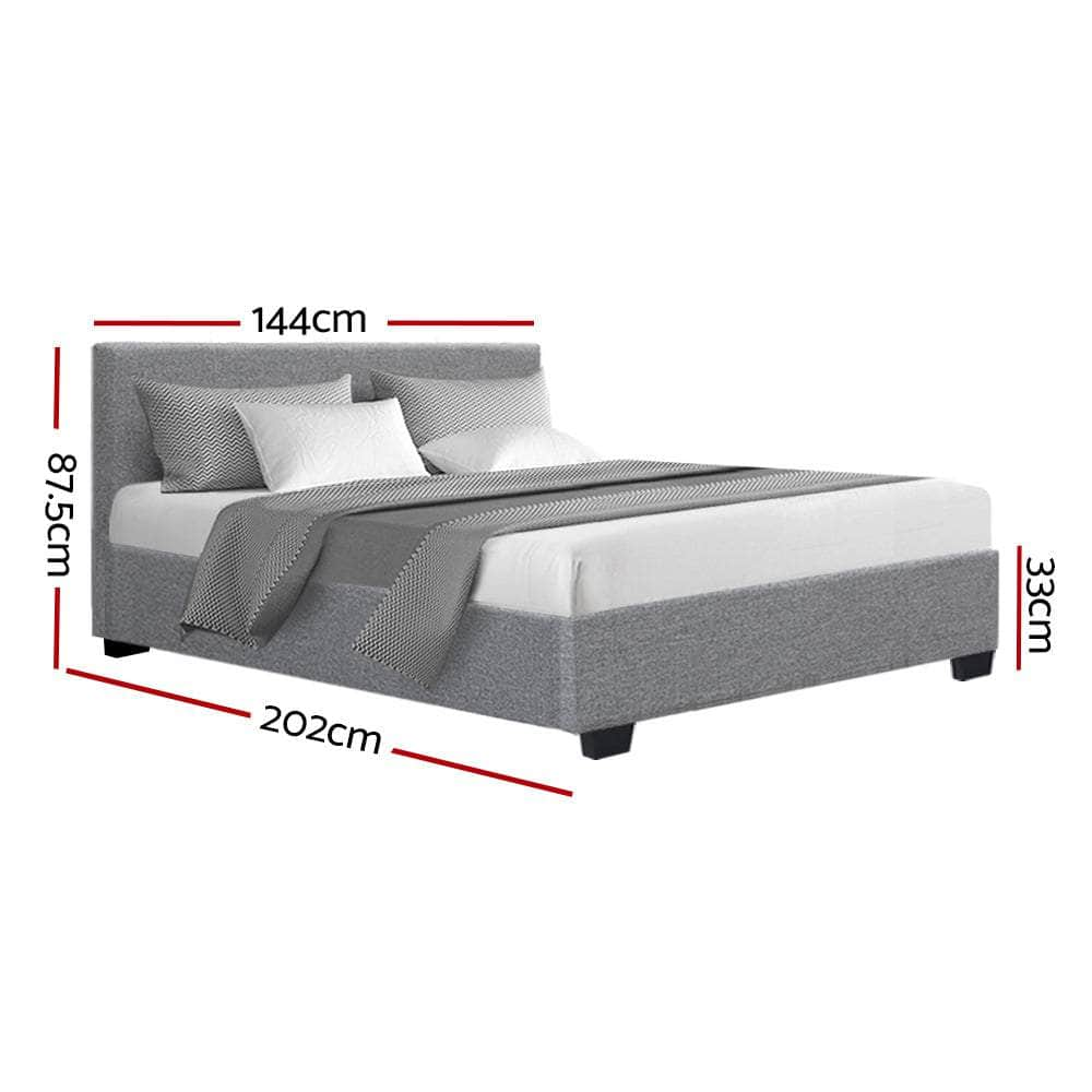 Bed Frame Double Size Gas Lift Grey Nino