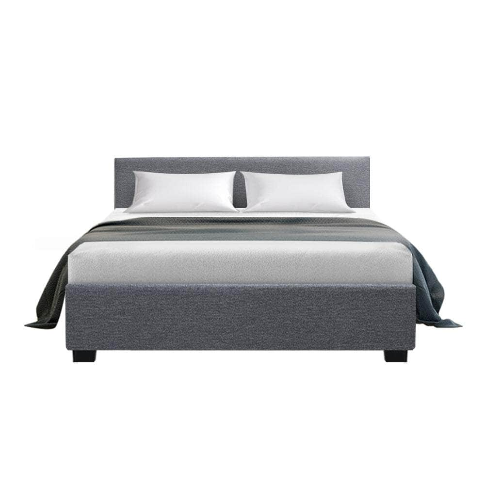 Bed Frame Double Size Gas Lift Grey Nino